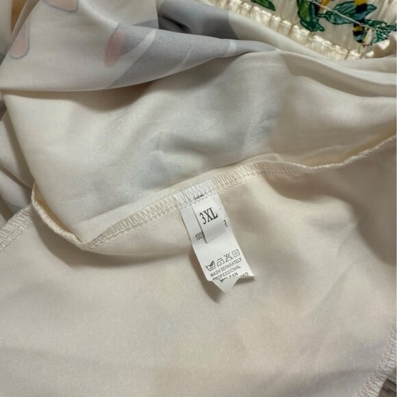 Summer Vibe 2 Piece Set Size 3XL Satin Chic Art Short Sleeve Shirt Wide Leg Pant - Picture 14 of 16